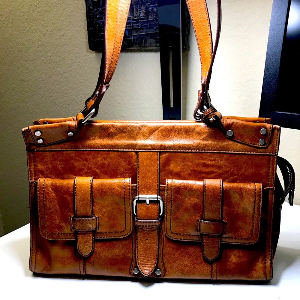 Børn all-leather handbag in chestnut